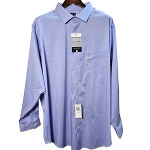 VAN HEUSEN Mens Big Fit Ultra Wrinkle Free Stretch Dress Shirt Iris 19 34 35 New
